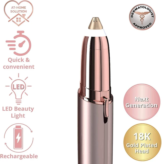 Alt view image 4 of 7 - Women's Electric Eyebrow Trimmer with Replacement Blades, Precision LED Light, Safe and Instant Painless Hair Remover