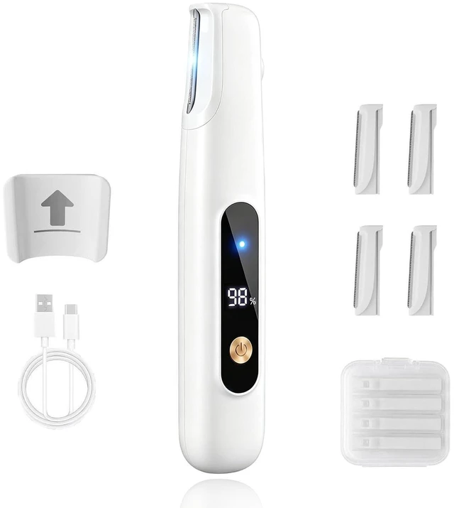 Main image of Electric Sonic Dermaplane Razor for Women Face, 3Speed Settings, LED Light | & Digital Battery Level Display, 4 Dermaplaning Blades, Peach Fuzz Removal & Exfoliation, Eyebrow and Facial Hair Remover