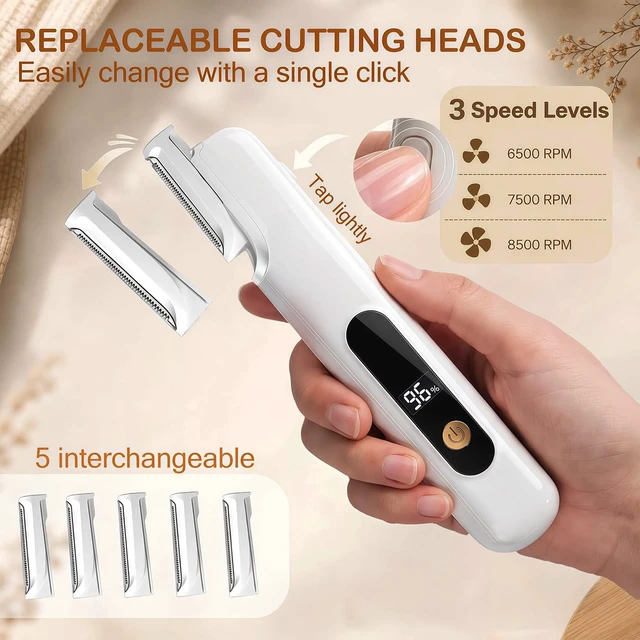 Alt view image 3 of 7 - Electric Sonic Dermaplane Razor for Women Face, 3Speed Settings, LED Light | & Digital Battery Level Display, 4 Dermaplaning Blades, Peach Fuzz Removal & Exfoliation, Eyebrow and Facial Hair Remover