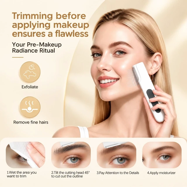 Alt view image 5 of 7 - Electric Sonic Dermaplane Razor for Women Face, 3Speed Settings, LED Light | & Digital Battery Level Display, 4 Dermaplaning Blades, Peach Fuzz Removal & Exfoliation, Eyebrow and Facial Hair Remover