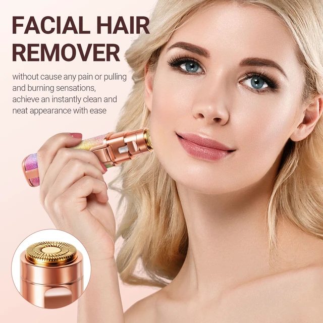 Alt view image 2 of 5 - 2-in-1 Nose & Eyebrow Trimmer, Facial Hair Removal for Women | Rechargeable, Built-in LED Light, Face Shaver, for Removing Chin, Upper, Lower Lip Area Peach Fuzz