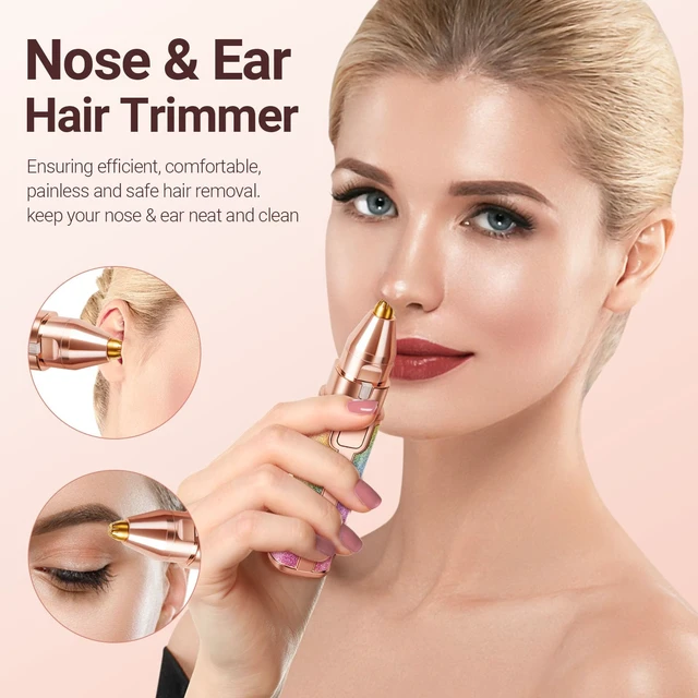 Alt view image 3 of 5 - 2-in-1 Nose & Eyebrow Trimmer, Facial Hair Removal for Women | Rechargeable, Built-in LED Light, Face Shaver, for Removing Chin, Upper, Lower Lip Area Peach Fuzz
