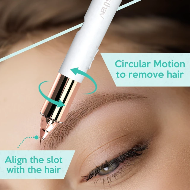 Alt view image 5 of 7 - Facial Hair Removal for Women, 2-in-1 Face Hair Remover & Eyebrow Trimmer, Painless Flawless Face Shaver with LED Light, Rechargeable Peach Fuzz Remover & Electric Eyebrow Razor for Women