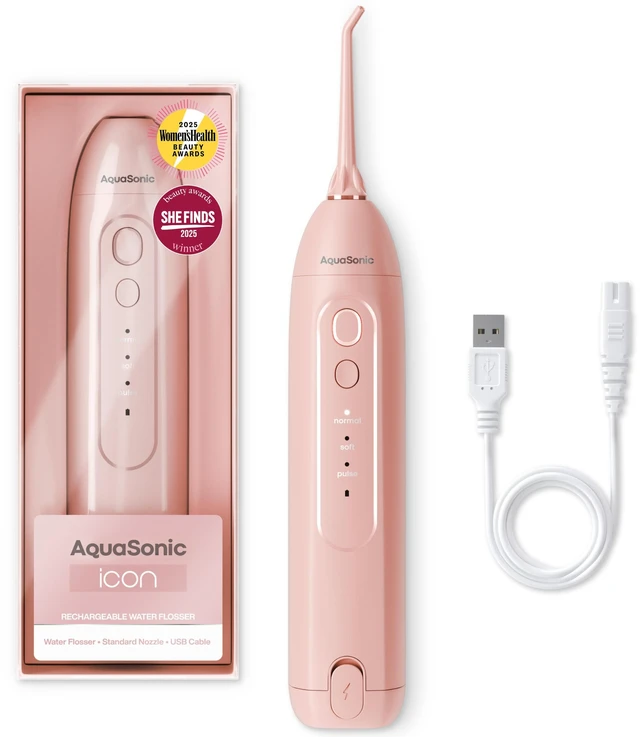 Main image of Icon Water Flosser for Teeth Cordless Rechargeable Oral Irrigator Waterproof, Portable Dental Cleaning with Jet Tip Braces Home Travel - Blush