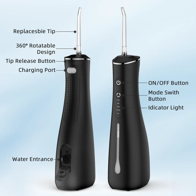 Alt view image 2 of 7 - Water Flosser for Teeth Cordless Rechargeable Electric Tooth Flosser 4 Modes 300ML Water Tank IPX7 Waterproof for Travel Home (Black)