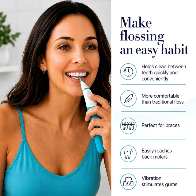 Alt view image 3 of 6 - Dentapik Electric Flosser for Teeth with 15 Electric toothpicks Power Dental flossers Tooth Floss Picks for Teeth Gum Tooth Picks flossers for Adults Dental Floss Sticks for Adults
