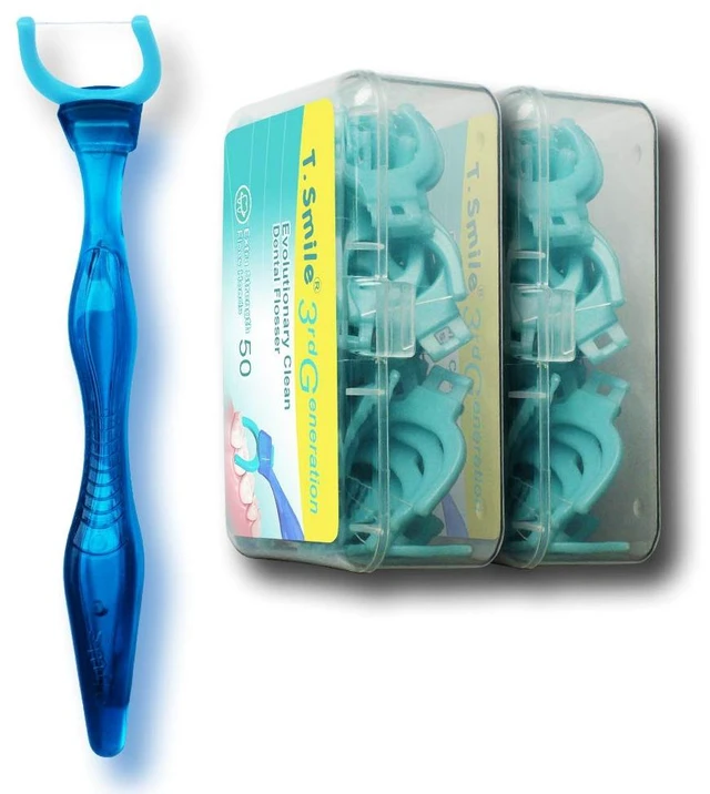 Main image of NoFuss Dental Flosser Kit, 5-inch Long Handle & Refill Heads, Extra-Strength Floss for Comfortable Clean, Fluoride Free, (1 Blue Handle + 100 Extra-Strength Floss Refills)