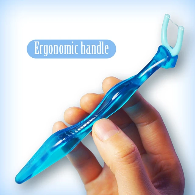 Alt view image 2 of 7 - NoFuss Dental Flosser Kit, 5-inch Long Handle & Refill Heads, Extra-Strength Floss for Comfortable Clean, Fluoride Free, (1 Blue Handle + 100 Extra-Strength Floss Refills)