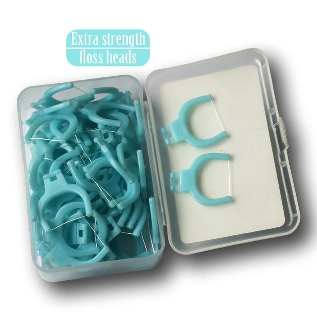 Alt view image 7 of 7 - NoFuss Dental Flosser Kit, 5-inch Long Handle & Refill Heads, Extra-Strength Floss for Comfortable Clean, Fluoride Free, (1 Blue Handle + 100 Extra-Strength Floss Refills)
