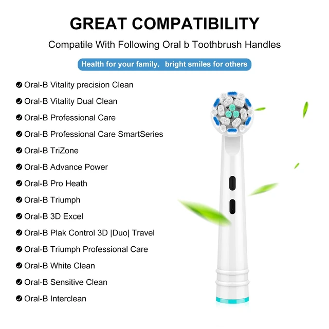 Alt view image 2 of 7 - Replacement Toothbrush Heads for Oral B Braun, 10 Packs | Premium Bristles, Deep Clean, 5 Types of Brush Heads, Compatible with Oral-B