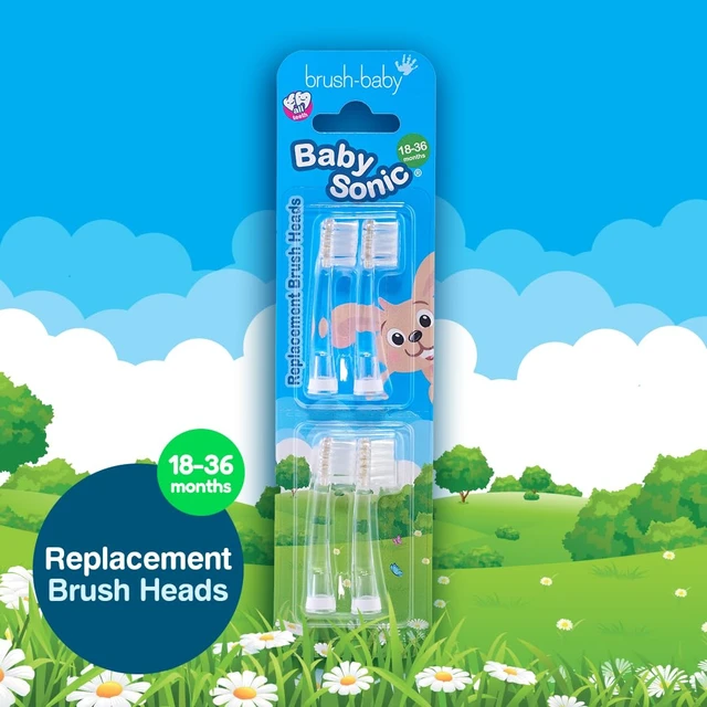 Alt view image 2 of 7 - Replacement Heads for BabySonic Electric Toothbrush, 18-36 Months - Soft, Gentle Brush Heads for Baby Teeth & Gums - Toddler Toothbrush Head, BPA-Free, Toddler Oral Care - 4 Pack