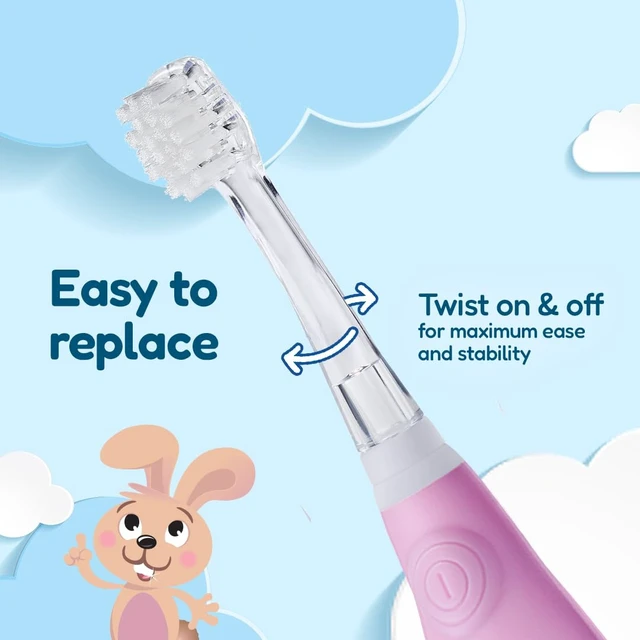 Alt view image 5 of 7 - Replacement Heads for BabySonic Electric Toothbrush, 18-36 Months - Soft, Gentle Brush Heads for Baby Teeth & Gums - Toddler Toothbrush Head, BPA-Free, Toddler Oral Care - 4 Pack