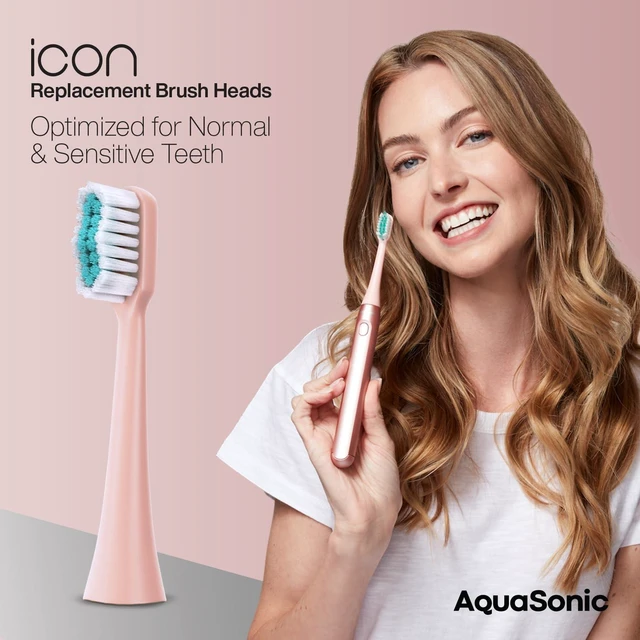 Alt view image 2 of 7 - Genuine Icon Replacement Brush Heads | Compatible with Icon Toothbrush | 2 Brush Heads | for Normal & Sensitive Teeth (Blush)