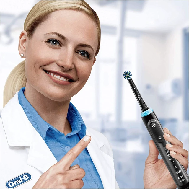 Alt view image 3 of 6 - Genuine CrossAction Replacement Black Toothbrush Heads, Refills for Electric Toothbrush, Angled Bristles for up to 100 Percent More Plaque Removal, Pack of 4