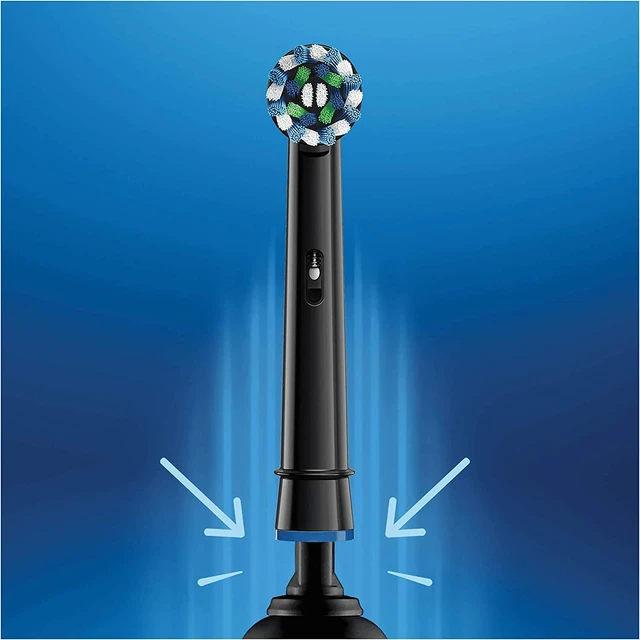 Alt view image 5 of 6 - Genuine CrossAction Replacement Black Toothbrush Heads, Refills for Electric Toothbrush, Angled Bristles for up to 100 Percent More Plaque Removal, Pack of 4