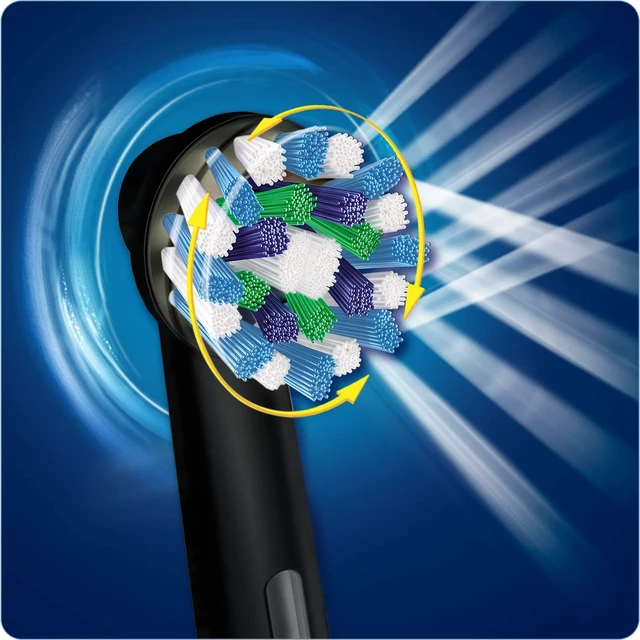 Alt view image 6 of 6 - Genuine CrossAction Replacement Black Toothbrush Heads, Refills for Electric Toothbrush, Angled Bristles for up to 100 Percent More Plaque Removal, Pack of 4