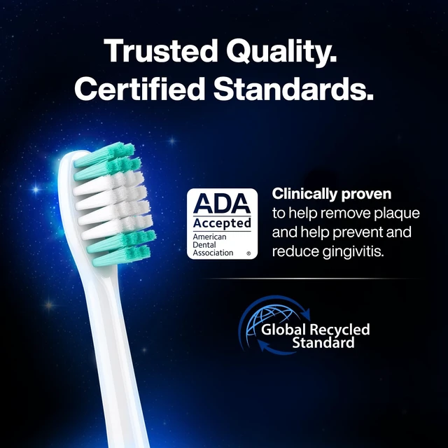 Alt view image 5 of 7 - Genuine Standard Replacement Brush Heads, White, 8 Pack | ADA Accepted, Protective Caps for Hygienic Storage, Normal & Sensitive Teeth, Compatible with Vibe Series & More