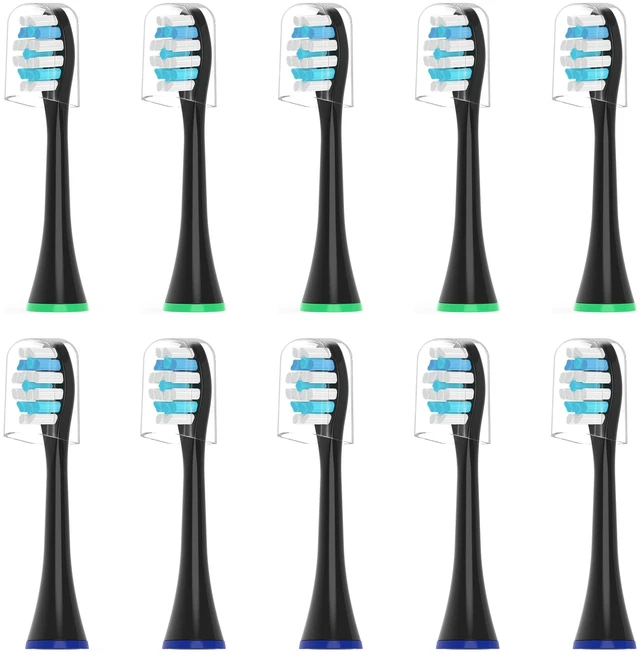 Main image of Replacement Toothbrush Heads Compatible with AquaSonic Black | 10 Pack Black Series For Vibe Series black series pro, and For Duo series pro Electric Toothbrush