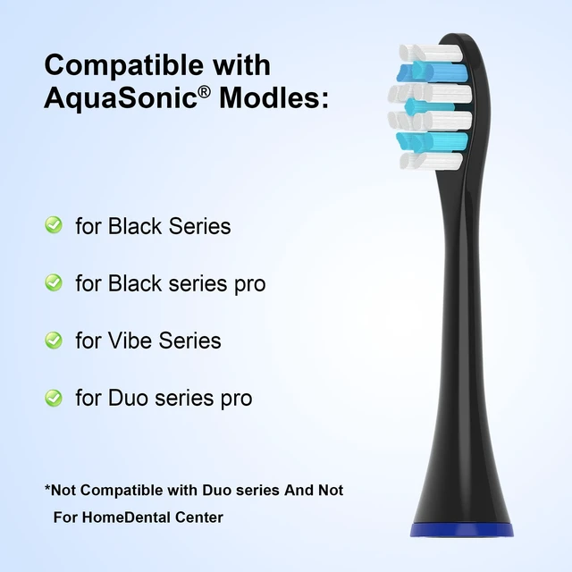 Alt view image 2 of 7 - Replacement Toothbrush Heads Compatible with AquaSonic Black | 10 Pack Black Series For Vibe Series black series pro, and For Duo series pro Electric Toothbrush
