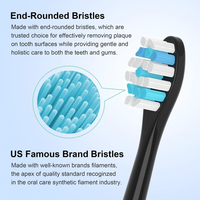 Alt view image 3 of 7 - Replacement Toothbrush Heads Compatible with AquaSonic Black | 10 Pack Black Series For Vibe Series black series pro, and For Duo series pro Electric Toothbrush