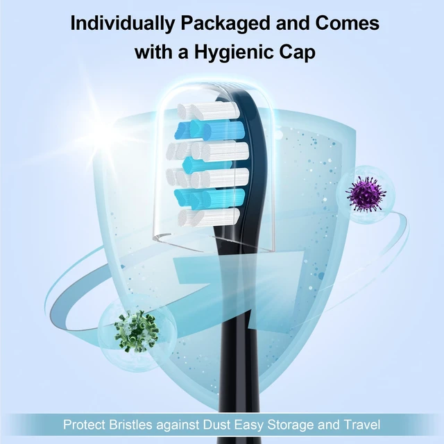 Alt view image 5 of 7 - Replacement Toothbrush Heads Compatible with AquaSonic Black | 10 Pack Black Series For Vibe Series black series pro, and For Duo series pro Electric Toothbrush