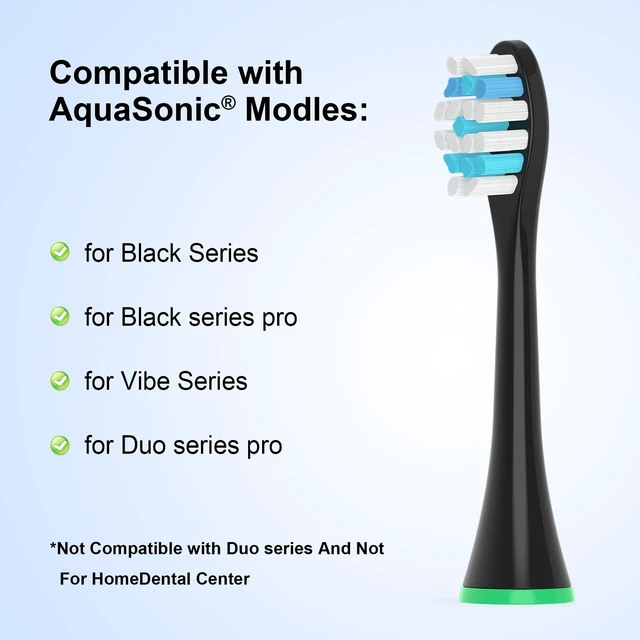 Alt view image 7 of 7 - Replacement Toothbrush Heads Compatible with AquaSonic Black | 10 Pack Black Series For Vibe Series black series pro, and For Duo series pro Electric Toothbrush