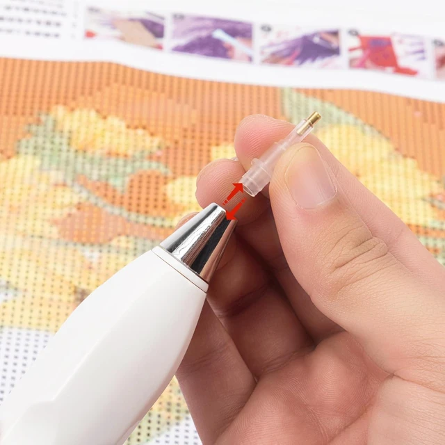 Alt view image 4 of 7 - Electric Diamond Painting Pen, Cordless & Rechargeable, White | Diamond Art Vacuum Pen with 6 Tips & 3 Suction Modes, No-Wax Design, Lightweight DIY Tool for Adults & Beginners
