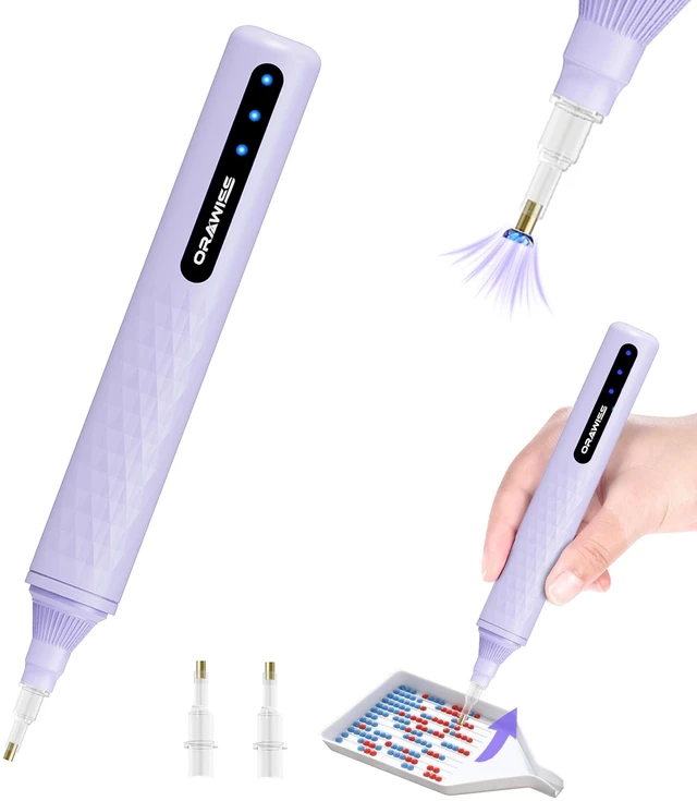 Main image of Electric Diamond Painting Pen & Metal Tips, Diamond Art Vacuum Pen Cordless | Rechargeable & No-Wax Needed, 3 Suction level, Air Weight & Low-Noise, Gem Dimond Art Accessories and Tools