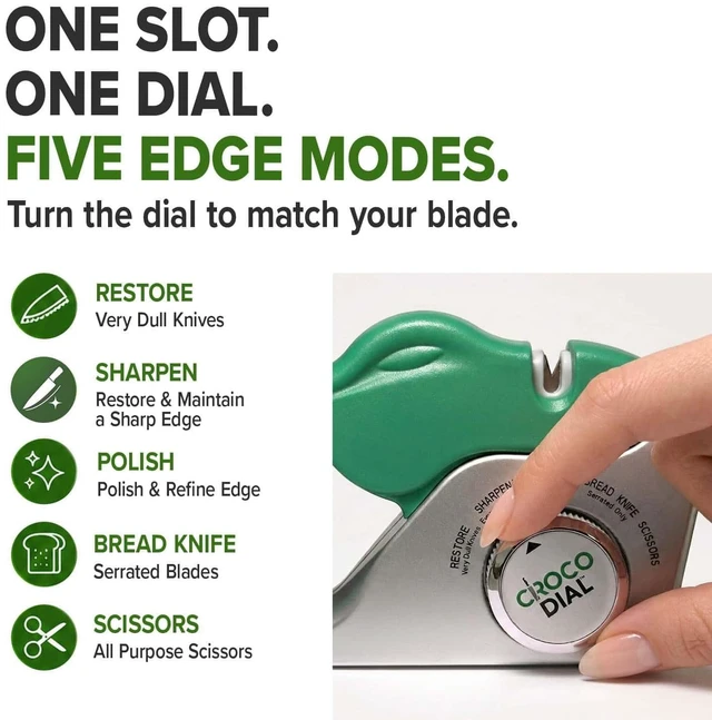 Alt view image 3 of 7 - 5-in-1 Knife Sharpener for Straight & Serrated Knives | 5-in-1 rotating sharpening system with tungsten carbide and ceramic restores, repairs, polishes, and sharpens blades.