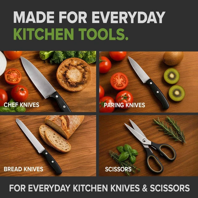 Alt view image 6 of 7 - 5-in-1 Knife Sharpener for Straight & Serrated Knives | 5-in-1 rotating sharpening system with tungsten carbide and ceramic restores, repairs, polishes, and sharpens blades.