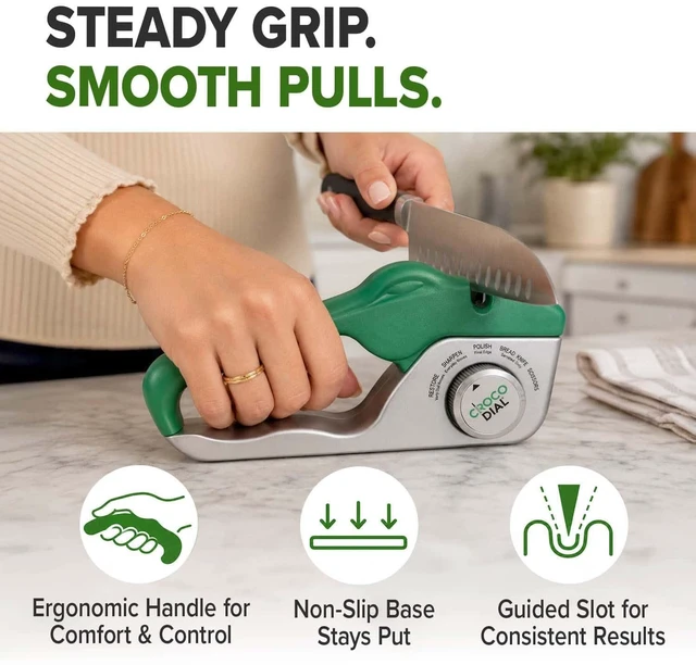 Alt view image 7 of 7 - 5-in-1 Knife Sharpener for Straight & Serrated Knives | 5-in-1 rotating sharpening system with tungsten carbide and ceramic restores, repairs, polishes, and sharpens blades.