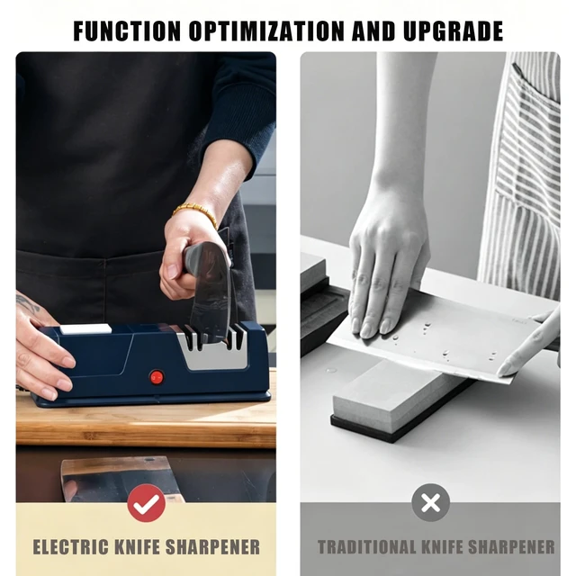 Alt view image 3 of 6 - Electric Knife Sharpener,Professional 2 Stage Electric Knife Sharpener for Quick Sharpening & Polishing, Polish Blades/Repairing/Restoring Professional Kitchen Knife Sharpener Tool