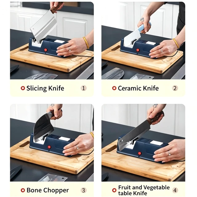 Alt view image 6 of 6 - Electric Knife Sharpener,Professional 2 Stage Electric Knife Sharpener for Quick Sharpening & Polishing, Polish Blades/Repairing/Restoring Professional Kitchen Knife Sharpener Tool