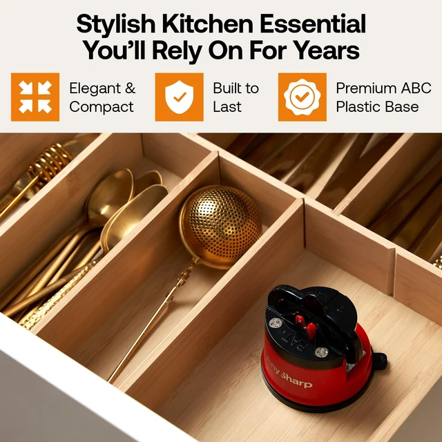 Alt view image 6 of 7 - GLOBAL Easy to Use, Hands Free Knife Sharpener - Red | Sharpening Tool with PowerGrip Suction Base and 20-Deg Pre-set Angle - For All Knives: Chefs, Serrated, and Hardened Steel