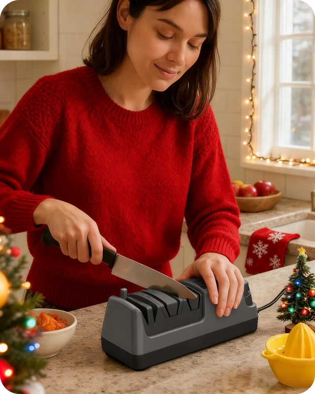 Alt view image 2 of 7 - Electric Knife Sharpener, 5-in-1, 3 Rotational Speed Adjustable Electric Knife Sharpener for Straight/Serrated/Ceramic Knives, Scissors, Chef Knives, Axes, Gray H01KS06