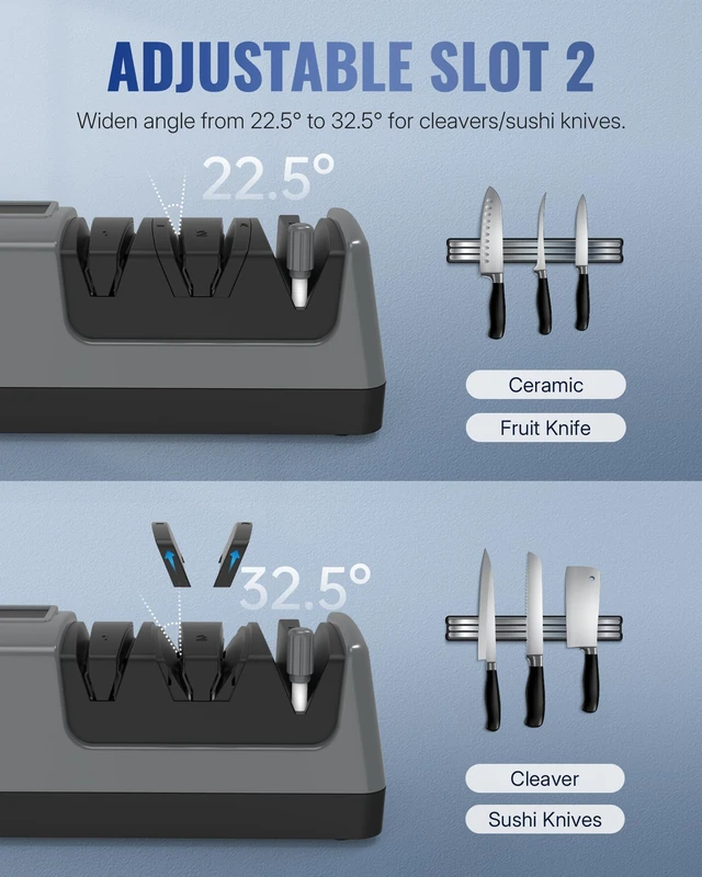 Alt view image 5 of 7 - Electric Knife Sharpener, 5-in-1, 3 Rotational Speed Adjustable Electric Knife Sharpener for Straight/Serrated/Ceramic Knives, Scissors, Chef Knives, Axes, Gray H01KS06