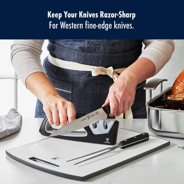 Alt view image 3 of 3 - Handheld Knife Sharpener, Easy to Use, Ergonomic Non-Slip Handle | Restores Sharpness in seconds. Manual Pull Through Handheld Knife Sharpener. Easy to Use, Store and Is Durable and Effective.