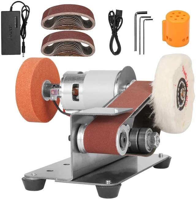 Main image of 3-in-1 Mini Belt Sander 7-Speed Knife Sharpener Bench Grinder | 15° Electric Knife Sharpener with Sanding Belts. Multi-purpose Buffer Polisher for Metal, Woodworking & DIY Handcrafts.