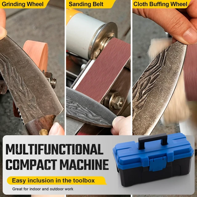 Alt view image 4 of 6 - 3-in-1 Mini Belt Sander 7-Speed Knife Sharpener Bench Grinder | 15° Electric Knife Sharpener with Sanding Belts. Multi-purpose Buffer Polisher for Metal, Woodworking & DIY Handcrafts.