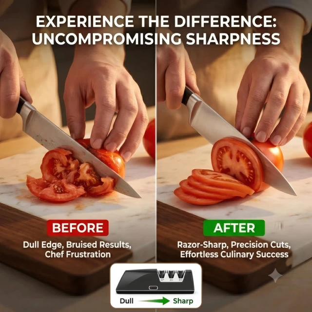 Alt view image 4 of 7 - 3-Stage Electric Knife Sharpener for Sharpening, Restore or Chef Knives | 100% 3M Diamond Wheels Consistent Results, Replaceable Abrasive, 3 in 1 Kitchen Knife Sharpener, effortless kitchen use