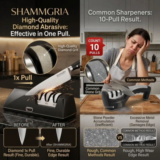 Alt view image 5 of 7 - 3-Stage Electric Knife Sharpener for Sharpening, Restore or Chef Knives | 100% 3M Diamond Wheels Consistent Results, Replaceable Abrasive, 3 in 1 Kitchen Knife Sharpener, effortless kitchen use
