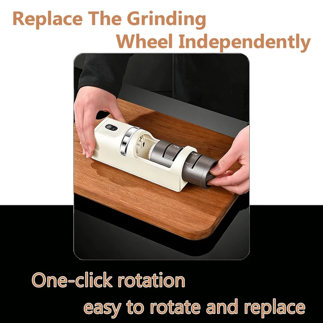 Alt view image 2 of 7 - Rechargeable Electric Knife Sharpener with 2-Stage Diamond Abrasives, Portable Home Use Knife Sharpener Electric for Kitchen, Fruit, Chef & All-Purpose Knives