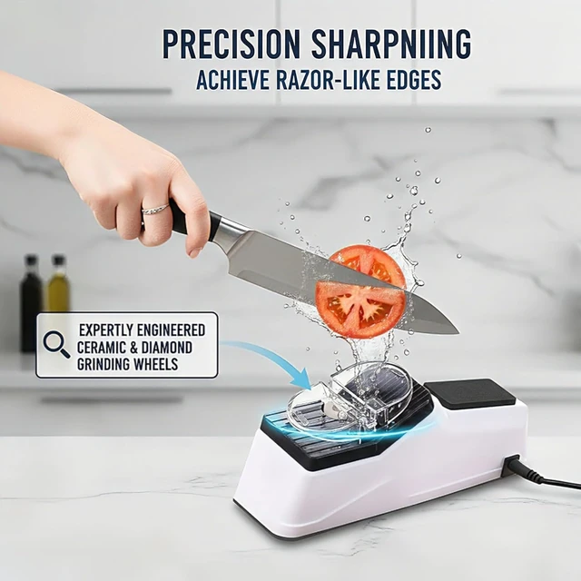 Alt view image 6 of 7 - Besyner Sharp Pro, USB Electric Knife Sharpener, With 5PCS Replacement Grinding Tools, Double Sided Knife Sharpener, Quick Sharpening & Polishing, Stable Non-slip Base Quick Sharpening & Polishing