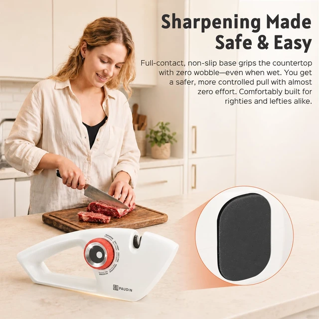 Alt view image 5 of 7 - Knife Sharpener, 5-Stage for Kitchen Knives & Scissors | Straight & Serrated Blades Manual Sharpener, Restores Dull Knives for Home Cooks and Everyday Cooking