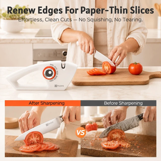 Alt view image 6 of 7 - Knife Sharpener, 5-Stage for Kitchen Knives & Scissors | Straight & Serrated Blades Manual Sharpener, Restores Dull Knives for Home Cooks and Everyday Cooking