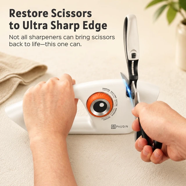 Alt view image 7 of 7 - Knife Sharpener, 5-Stage for Kitchen Knives & Scissors | Straight & Serrated Blades Manual Sharpener, Restores Dull Knives for Home Cooks and Everyday Cooking