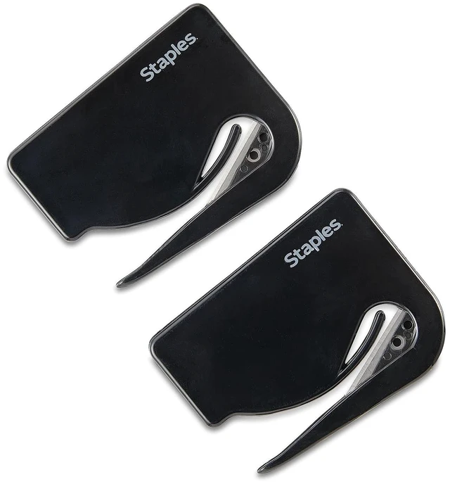 Main image of Letter & Mail Opener, Concealed Blade, Black, 6-Pack | Safe executive desk tool for opening mail at office or home.