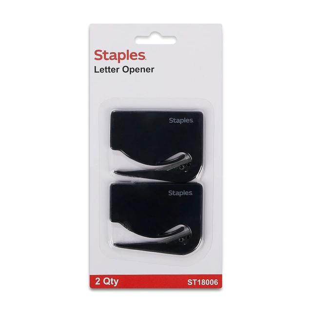 Alt view image 2 of 4 - Letter & Mail Opener, Concealed Blade, Black, 6-Pack | Safe executive desk tool for opening mail at office or home.