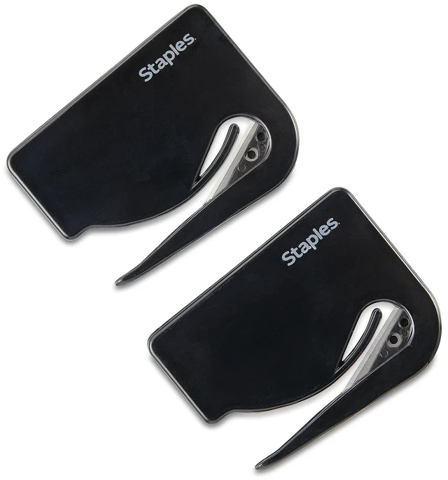 Alt view image 4 of 4 - Letter & Mail Opener, Concealed Blade, Black, 6-Pack | Safe executive desk tool for opening mail at office or home.
