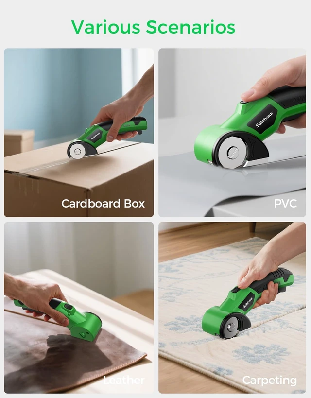 Alt view image 6 of 7 - Cordless Electric Scissors, 4V Cardboard Cutter with 2 Blades, LED Light | Electric Box Cutter for Cardboard, Packaging & DIY | Up to 320RPM Cutting | 2000mAh Rechargeable Battery | Safety Lock